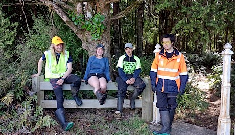 Jack, Olivia, Wini and Marco supporting the community’s Gumboot Friday initiative