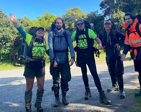 The installation of new trapping equipment: Ruby, Jimmy, Tomas, Lu and Marco