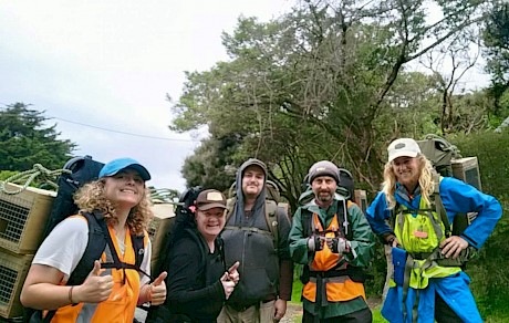 The installation of new trapping equipment: Sahmay, Ser, Jon, Owen and Jack