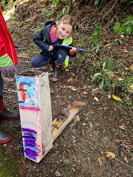 Local Halfmoon Bay School kids like Sarah check their trapline with SIRCET every week.