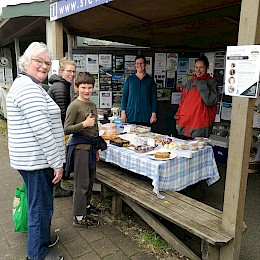 Bake Sale stall at the community noticeboard, raising funds for Kiwis for Kiwi